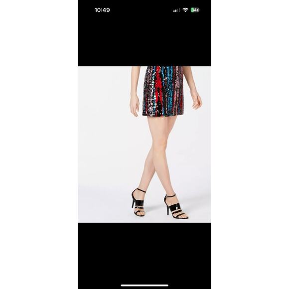 Calvin Klein Mini Dress Tank Shift Sequin Party Color Change Womens Juniors Sz 8 - Picture 9 of 14